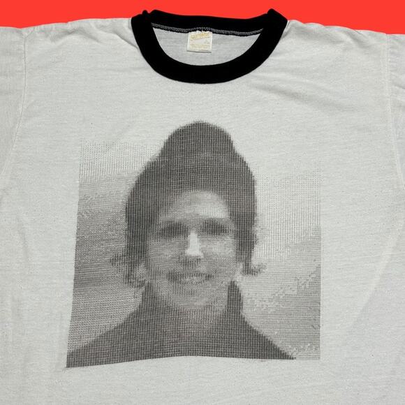 Vintage 80s Ringer Tee Shirt Dot Matrix Ascii Art Geek Retro Computer Tee L - Picture 2 of 6